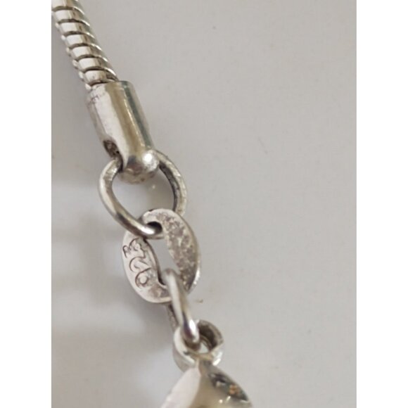 Polished Zebra Jasper Pendant & Sterling Silver Serpentine Necklace 925 Italy - Picture 9 of 13